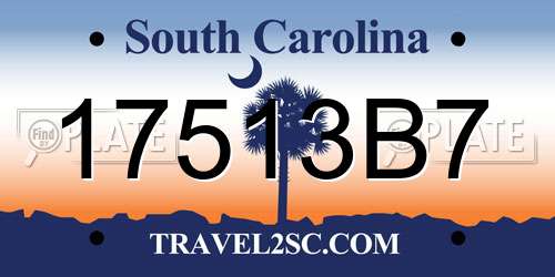 17513B7 South Carolina License Plate
