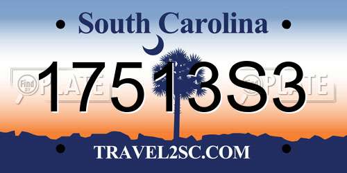 17513S3 South Carolina License Plate