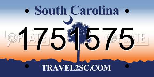 1751575 South Carolina License Plate