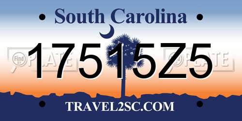 17515Z5 South Carolina License Plate