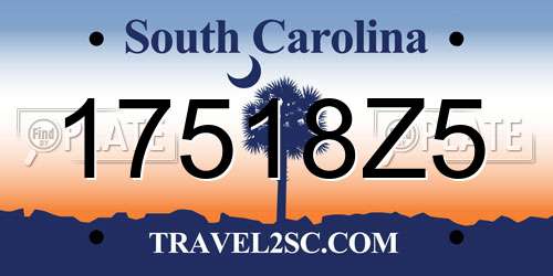 17518Z5 South Carolina License Plate