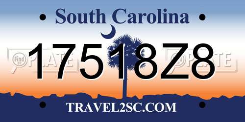 17518Z8 South Carolina License Plate