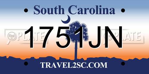 1751JN South Carolina License Plate