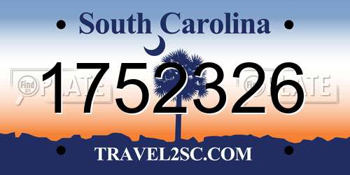 1752326 South Carolina License Plate