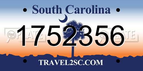 1752356 South Carolina License Plate