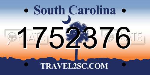 1752376 South Carolina License Plate