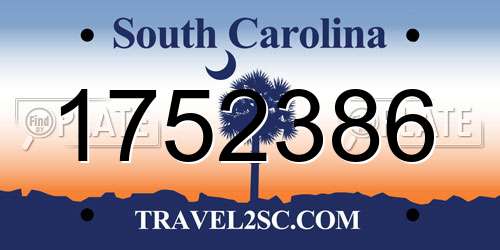 1752386 South Carolina License Plate