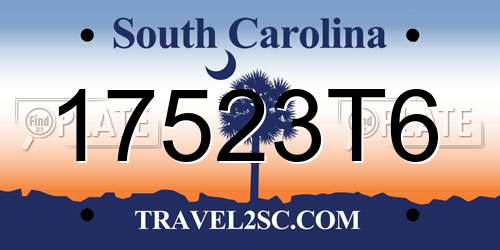17523T6 South Carolina License Plate