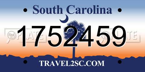 1752459 South Carolina License Plate