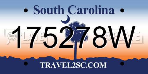 175278W South Carolina License Plate