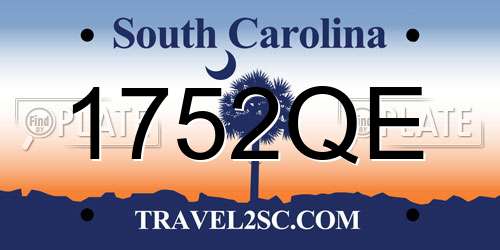 1752QE South Carolina License Plate