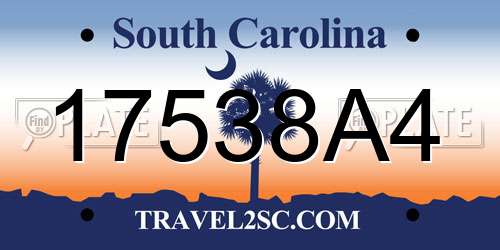 17538A4 South Carolina License Plate