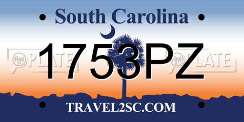 1753PZ South Carolina License Plate