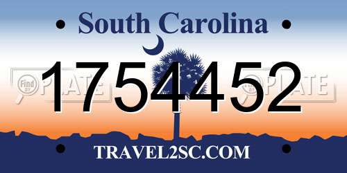 1754452 South Carolina License Plate