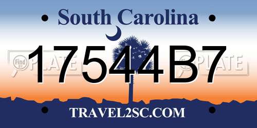 17544B7 South Carolina License Plate