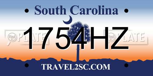 1754HZ South Carolina License Plate