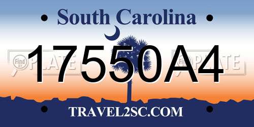 17550A4 South Carolina License Plate