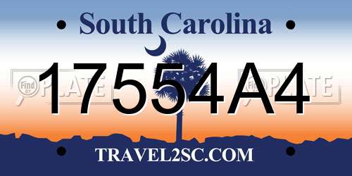 17554A4 South Carolina License Plate