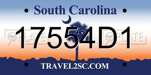 17554D1 South Carolina License Plate