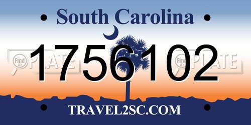 1756102 South Carolina License Plate