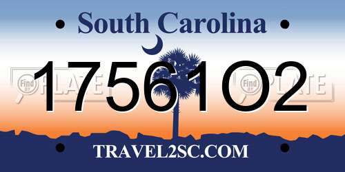 17561O2 South Carolina License Plate