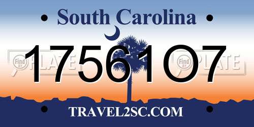 17561O7 South Carolina License Plate