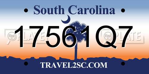 17561Q7 South Carolina License Plate