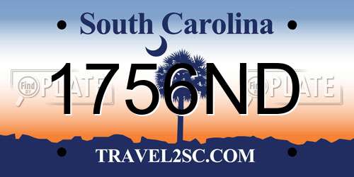 1756ND South Carolina License Plate