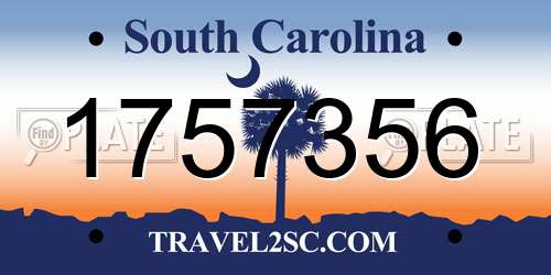 1757356 South Carolina License Plate