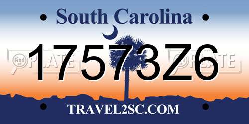 17573Z6 South Carolina License Plate