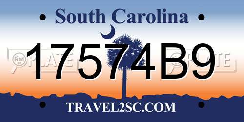 17574B9 South Carolina License Plate
