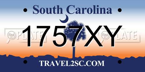 1757XY South Carolina License Plate