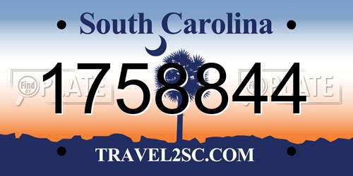 1758844 South Carolina License Plate