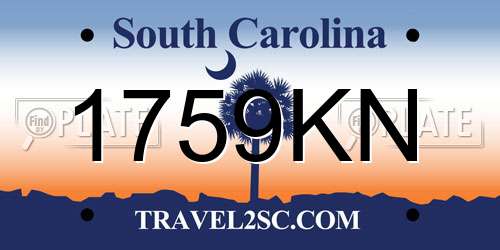 1759KN South Carolina License Plate
