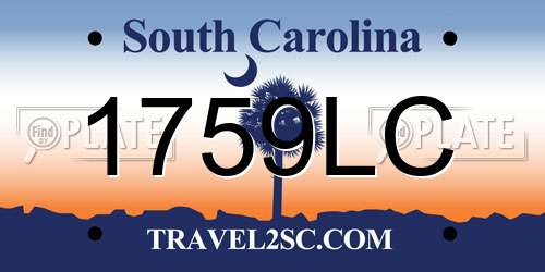 1759LC South Carolina License Plate