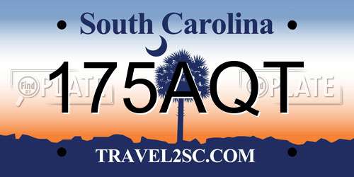 175AQT South Carolina License Plate