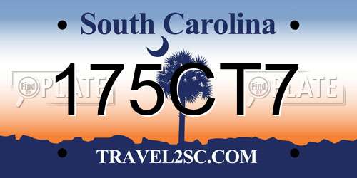 175CT7 South Carolina License Plate