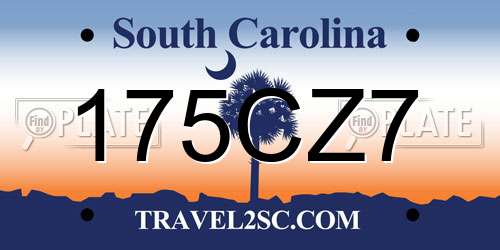 175CZ7 South Carolina License Plate