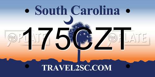 175CZT South Carolina License Plate