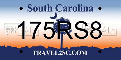 175RS8 South Carolina License Plate