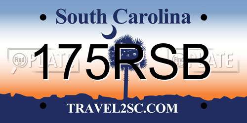 175RSB South Carolina License Plate
