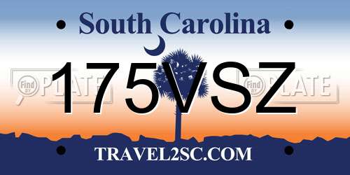 175VSZ South Carolina License Plate