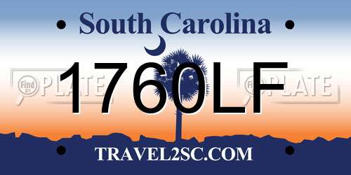 1760LF South Carolina License Plate