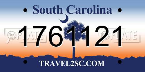 1761121 South Carolina License Plate