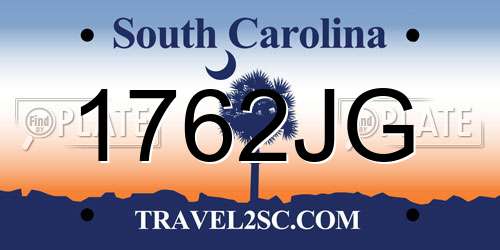 1762JG South Carolina License Plate