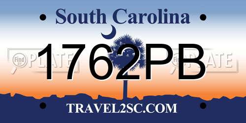 1762PB South Carolina License Plate