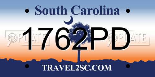 1762PD South Carolina License Plate