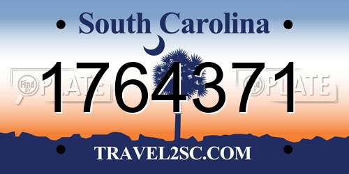 1764371 South Carolina License Plate