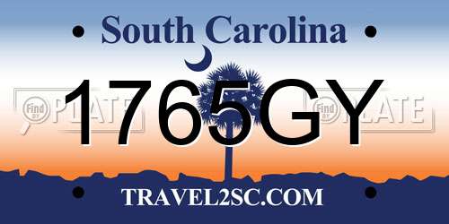 1765GY South Carolina License Plate
