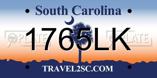 1765LK South Carolina License Plate